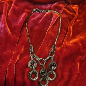 Talbots Black Textured Link Necklace